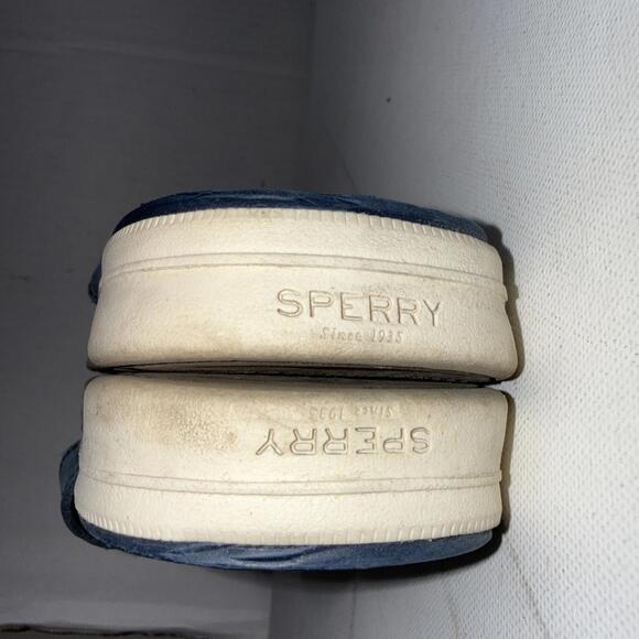 Sperry Women's Seafish Leather Flip Flop Sandals Blue Plaid Nautical Shoes Sz 7 - Picture 11 of 15